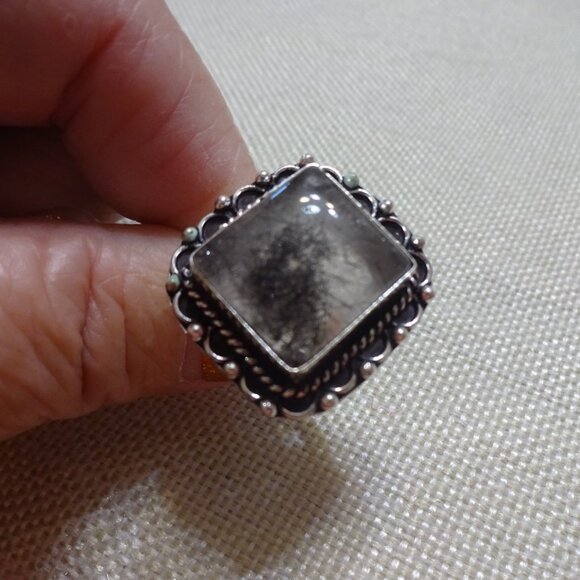 Natural TOURMALINE QUARTZ Handmade Sterling 925 Size 7 #668C - Picture 3 of 3